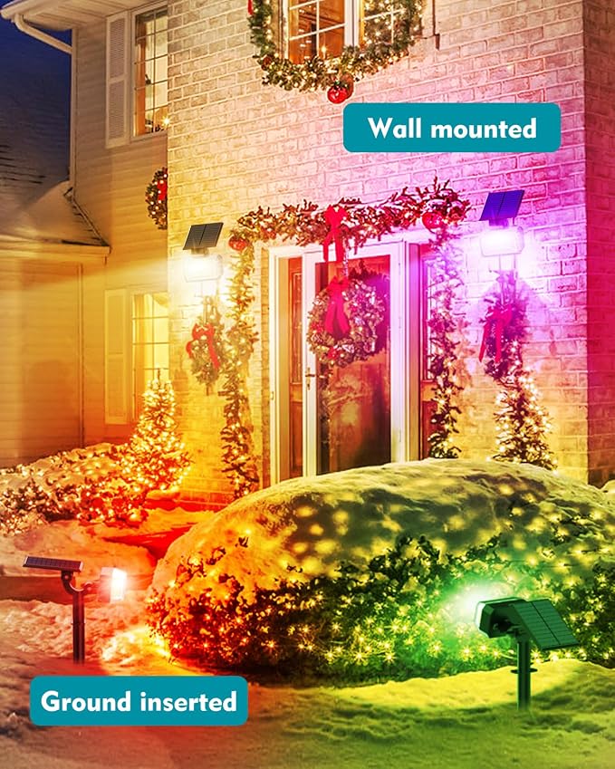 Solar Spot Lights Outdoor Waterproof IP65, RGB Christmas 7 Modes Color Changing - Image 5