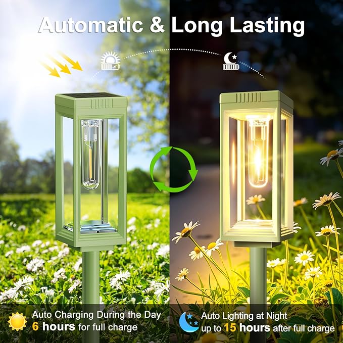 WdtPro 8 Pack Solar Pathway Lights Outdoor, Bright Solar Garden Lights Outdoor - Image 5