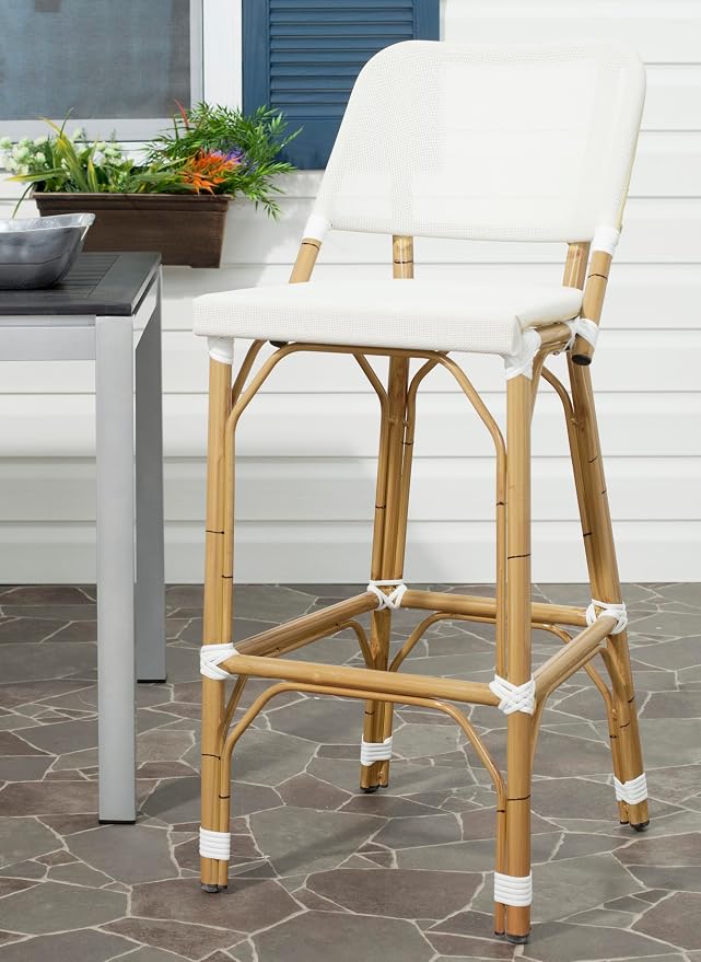 Safavieh Home Collection Deltana Beige Indoor/ Outdoor Barstool - Image 2