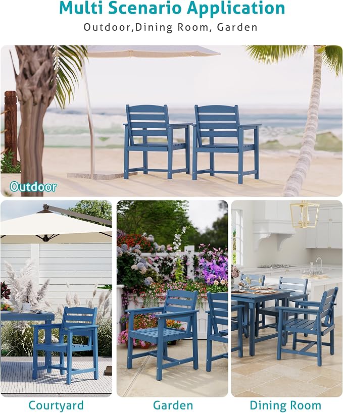 Anbuy Patio HDPE Dining Table Sets, Patio Dining Chairs Set of 2 - Image 6