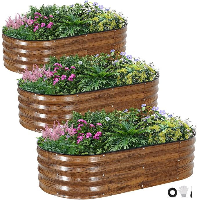 INNO STAGE 3Pcs Galvanized Raised Garden Bed Kit, Outdoor Metal Raised Garden by INNOSTAGE