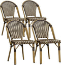PURPLE LEAF Outdoor Dining Chair Set of 4 Aluminum Wicker Rattan Chairs by PURPLELEAF