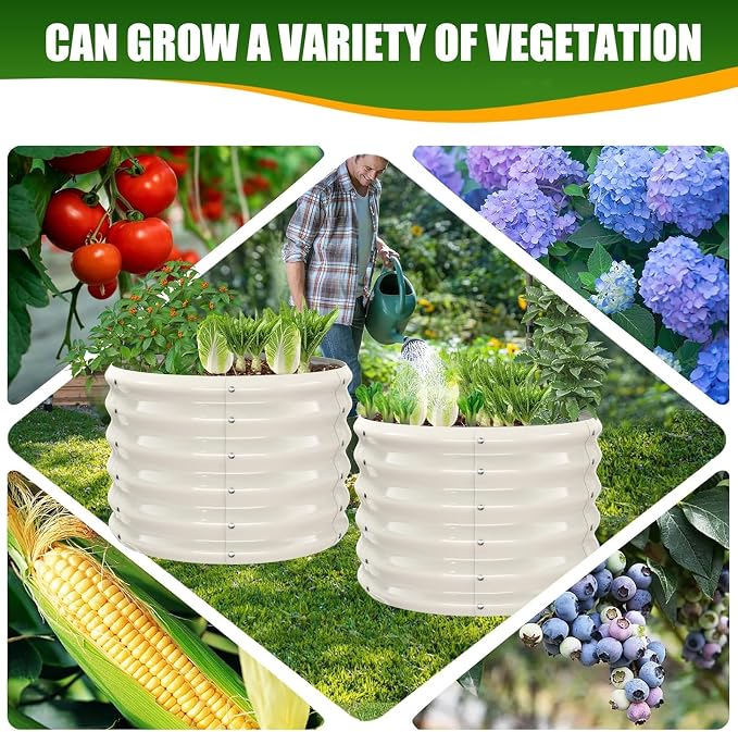 17" Tall Elevated Round Metal Rised Garden Bed- 2'x2' in Size and 0.8MM Thick - Image 5