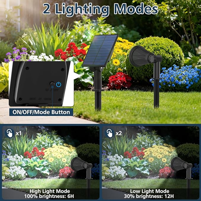 T-SUNUS Christmas Solar Powered LED Spot Light White 6000K, Separated Panel - Image 3