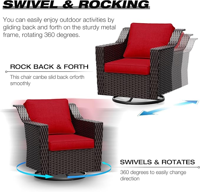 Joyside Wicker Patio Furniture Sets, 5 Pieces Upgraded Large Size Outdoor - Image 3