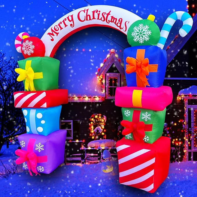 SEASONBLOW 8 FT Christmas Inflatable Gift Boxes Arch Archway - Image 4