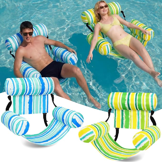 2 Pack Inflatable Pool Float for Adult Adjustable Hammock Float Chair Fabric by Blueweenly