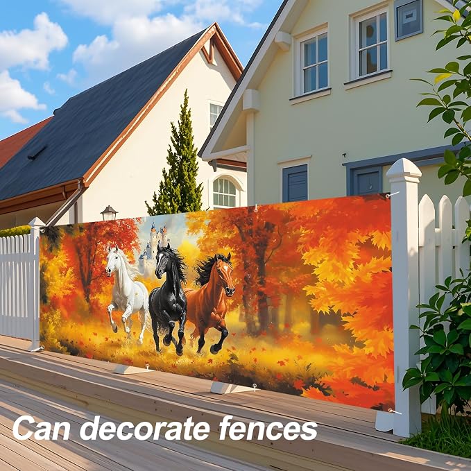 ANNA QUEEN Horse Garage Door Banner 6 x 13FT, Forest Scenery - Image 5