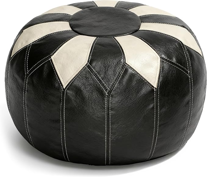 Thgonwid Unstuffed Moroccan Faux Leather Pouf Ottoman by Thgonwid