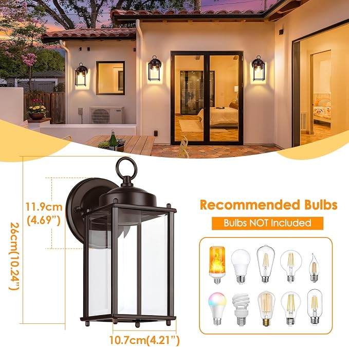 Outdoor Wall Lantern, Exterior Waterproof Wall Sconce Light Fixtures, Dark - Image 2