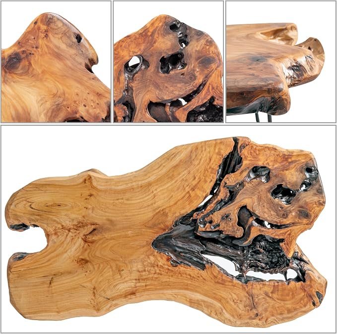 WELLAND Live Edge Cedar Wood Coffee Table Metal Hairpin Legs 32.5" W x 17" D x - Image 9