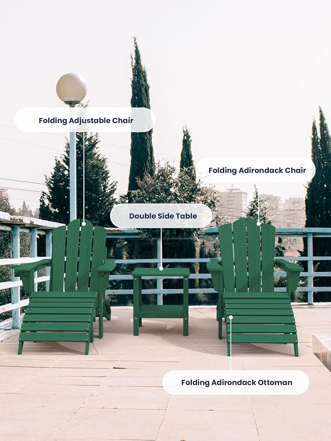 KINGYES Folding Adirondack Ottomans Set of 2 - Image 7