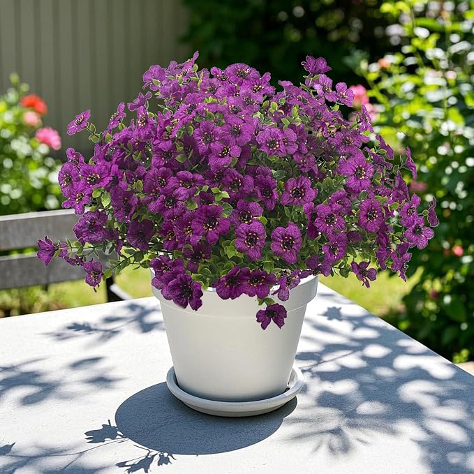 Artificial Fake Flowers for Outdoor Spring Decoration, 16 Bundles Faux Silk - Image 6