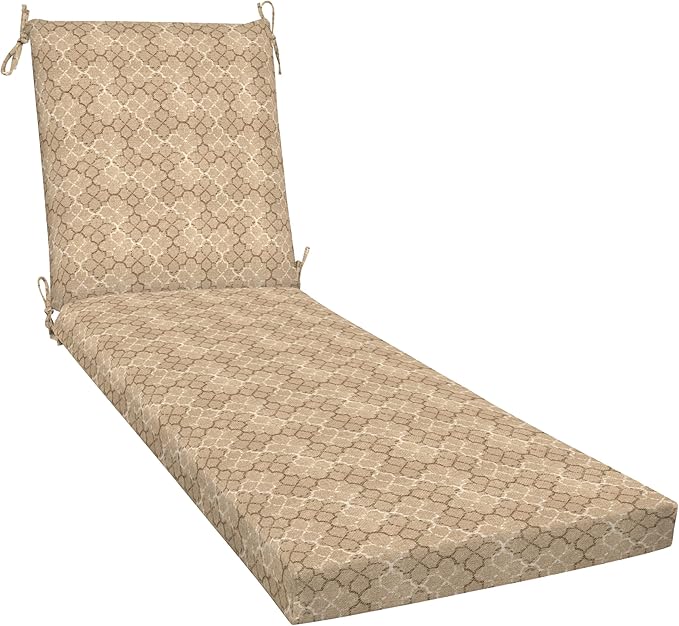 Honeycomb Outdoor Essentials Chaise Lounge, 21 x 70, Courtyard Geo Almond Chair by Honeycomb