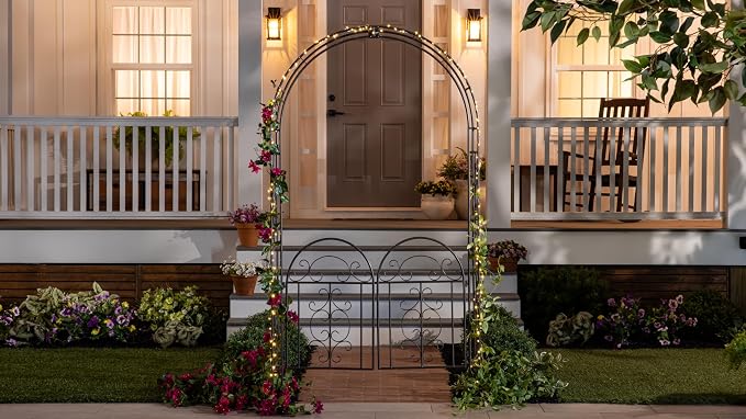 Plow & Hearth Arch Metal Outdoor Garden Arbor, 84 inches Tall, Iron Trellis - Image 8