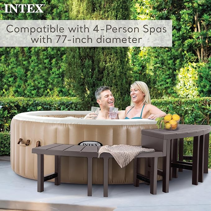 Intex Set of 4 PureSpa Benches, 2 Medium and 2 Tall Bench Accessories Compatible - Image 2