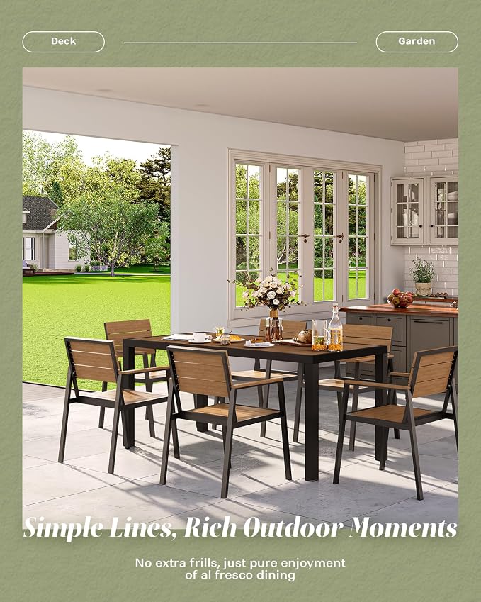 67" HDPS Outdoor Patio Dining Table, Aluminum-Edged Outdoor Dining Table - Image 7
