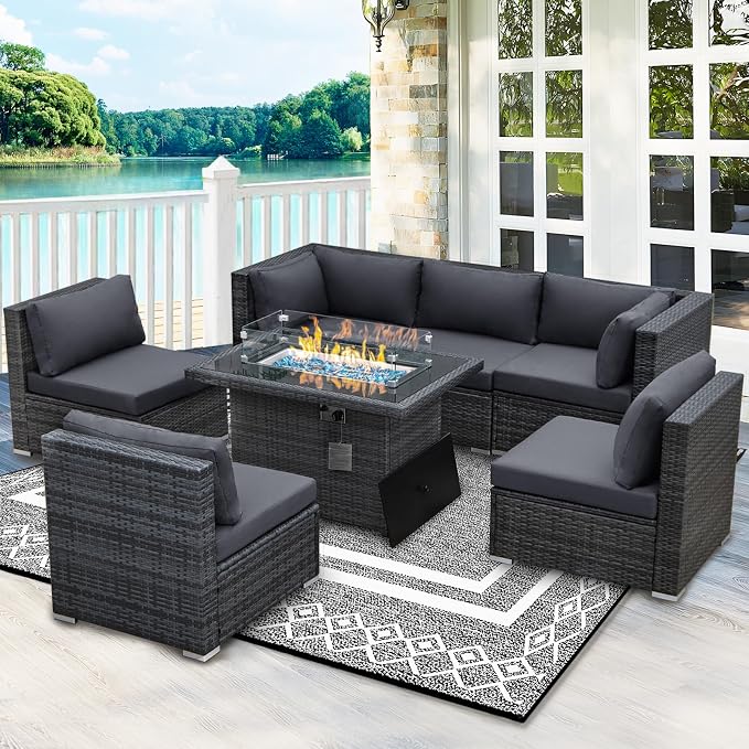 BULEXYARD 7 Piece High Back Outdoor Furniture Set - Image 9