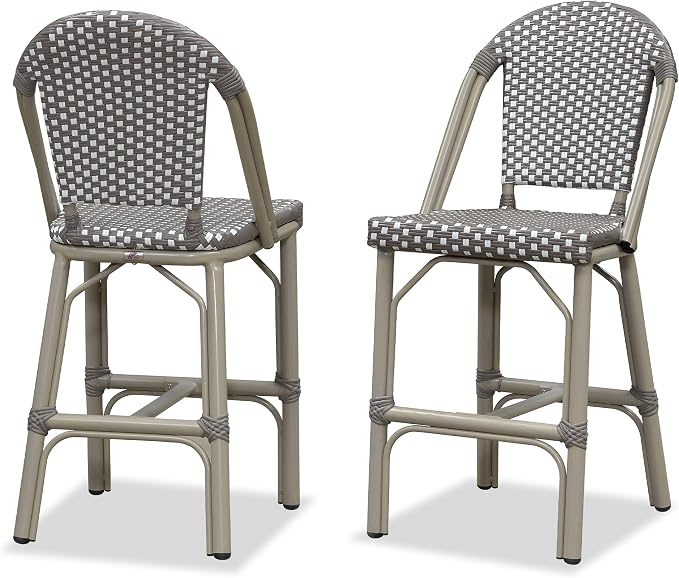 PURPLE LEAF Extra Large French Counter Height Bar Stools Set of 2 Champagne by PURPLELEAF