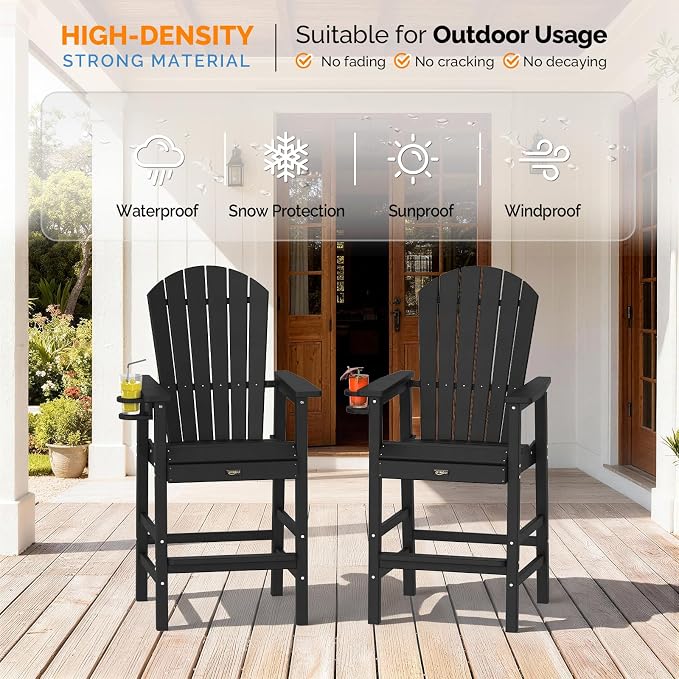VINGLI Tall Adirondack Chair, All-Weather Plastic Adirondack Chair - Image 7