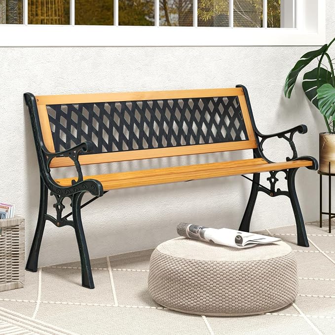 Tangkula Outdoor Garden Bench Park Bench, Patio Bench Chair - Image 4