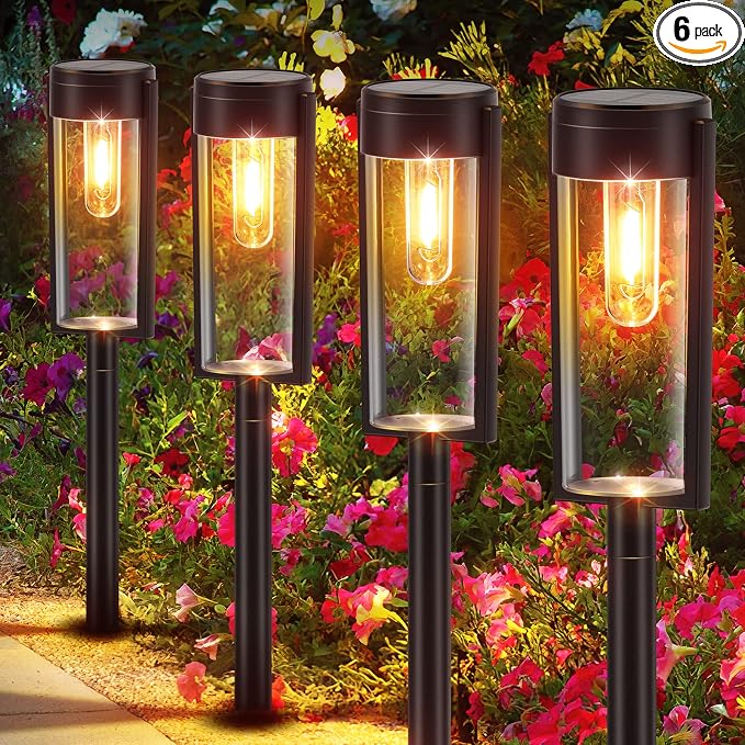LETMY Solar Pathway Lights Outdoor, New Upgraded 6 Pack Solar Outdoor Lights by Letmy