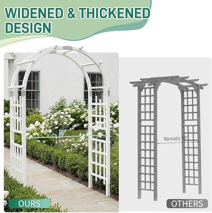 VINGLI Wooden Garden Arbor, Heavy Duty Outdoor Frame Trellis - Image 5