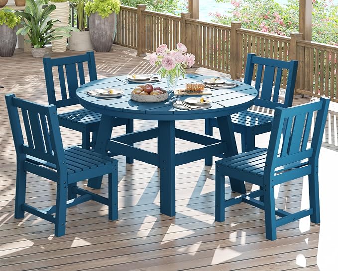 AMERLIFE 5 Piece HDPE Outdoor Dining Table & Chairs Set, All-Weather Patio by AMERLIFE