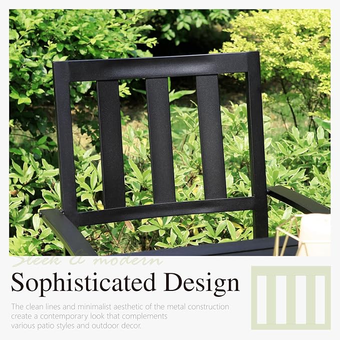 PHI VILLA 7 Piece Metal Outdoor Patio Dining Bistro Sets - Image 5
