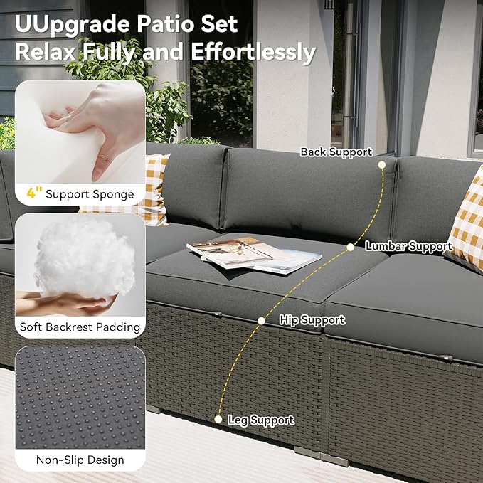 Aoxun Patio Furniture Set, 11 Piece Outdoor Sectional Sofas - Image 2