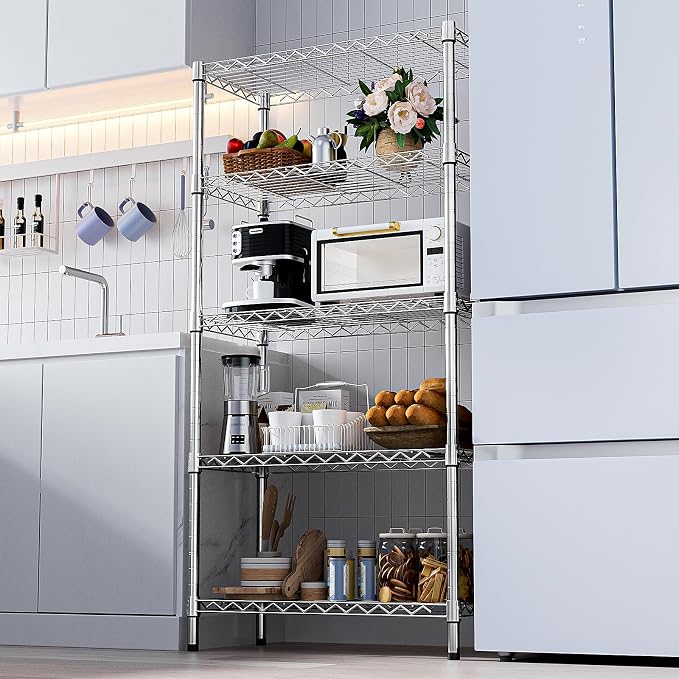 1250 lbs Steel Heavy Duty 5-Tier Utility Shelving Unit Steel Organizer Wire Rack - Image 7