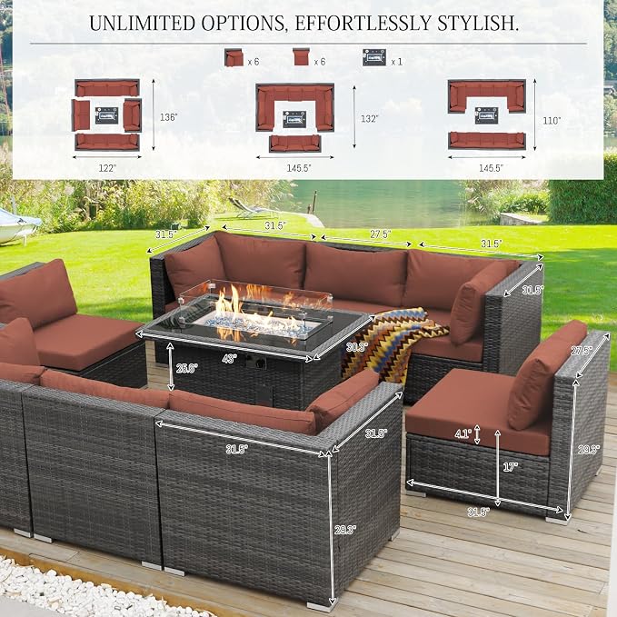 BULEXYARD 13 Piece High Back Patio Furniture Sets - Image 6