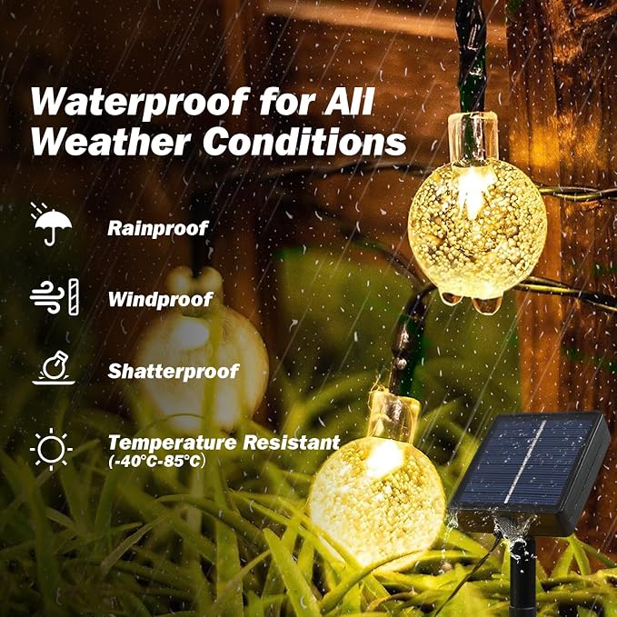 Solar Lights Outdoor Waterproof, 2 Pack Total 120LED 72FT Solar String Lights - Image 4