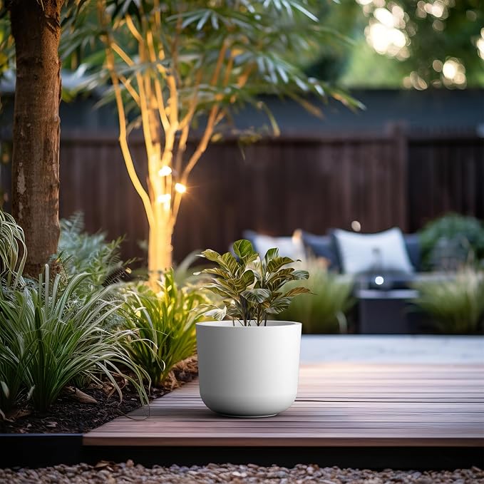 Kante Round Concrete Planter, 13.2 Inch Dia Classic Style Large Plant Pot - Image 5