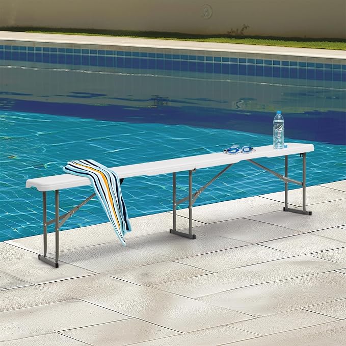 Outvita 6ft Folding Portable Bench, Waterproof Foldable Plastic Bench Seat - Image 6