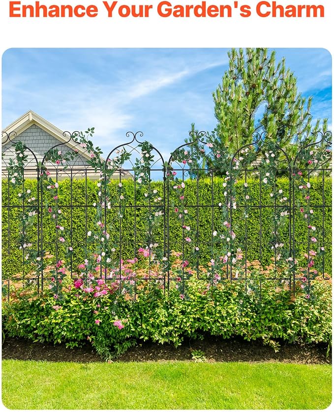 VEVOR Garden Trellis for Climbing Plants, 71 x 20 in, 6 Packs Rustproof Metal - Image 3