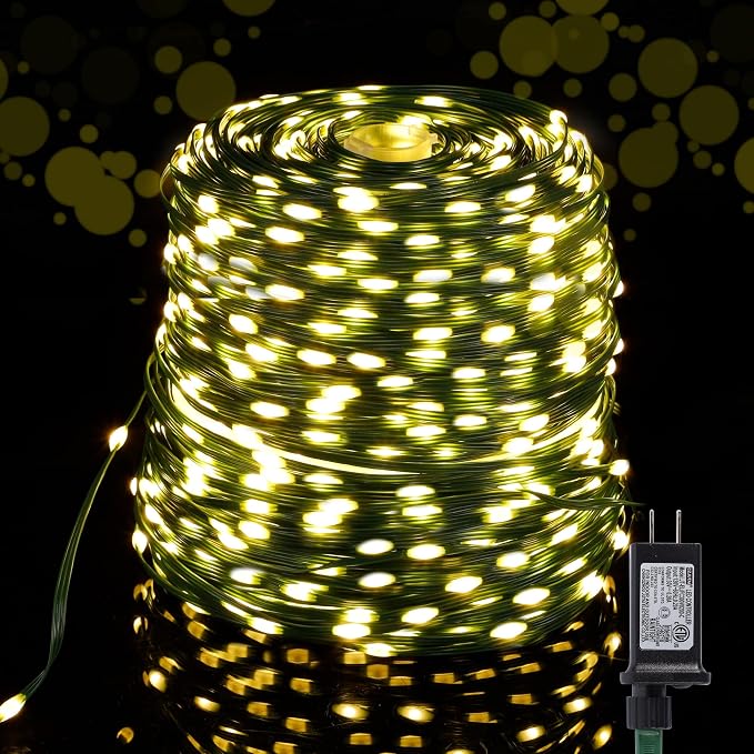 WATERGLIDE Extra Long 328 FT Fairy String Lights, 1000 LED Outdoor Green Wire - Image 9