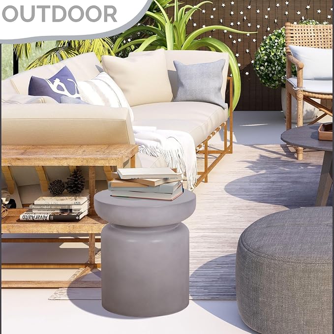 Afterglow Terrafab Concrete Look Side Table End Table Natural Decorative Garden - Image 2