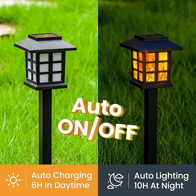 GIGALUMI Solar Lights for Outside, 16 Pack Flickering Flame LED Solar Outdoor - Image 5