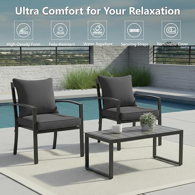 24x24 Inch Outdoor Chair Cushions Set of 2, Patio Furniture Cushions - Image 2