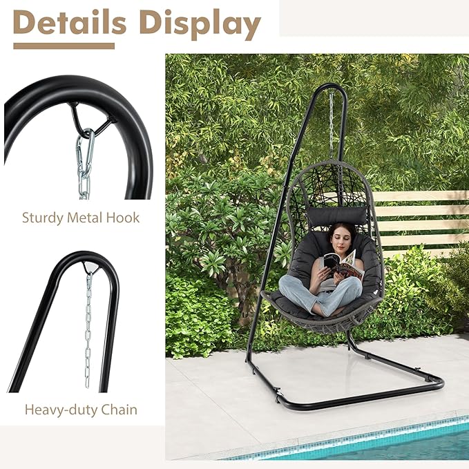 Giantex Hammock Stand for Outside, Heavy-Duty Metal Swing Stand - Image 5