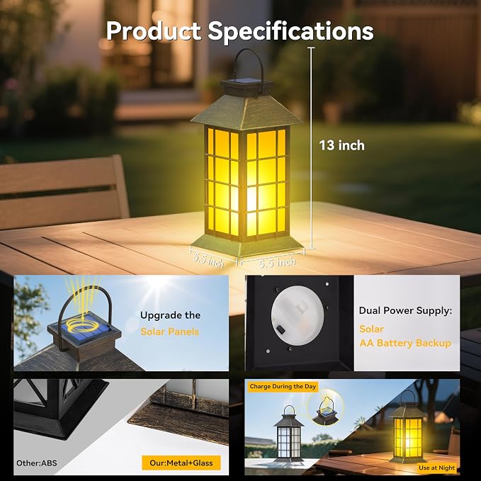 2 Pack 13" Patina Solar Lantern - Image 4