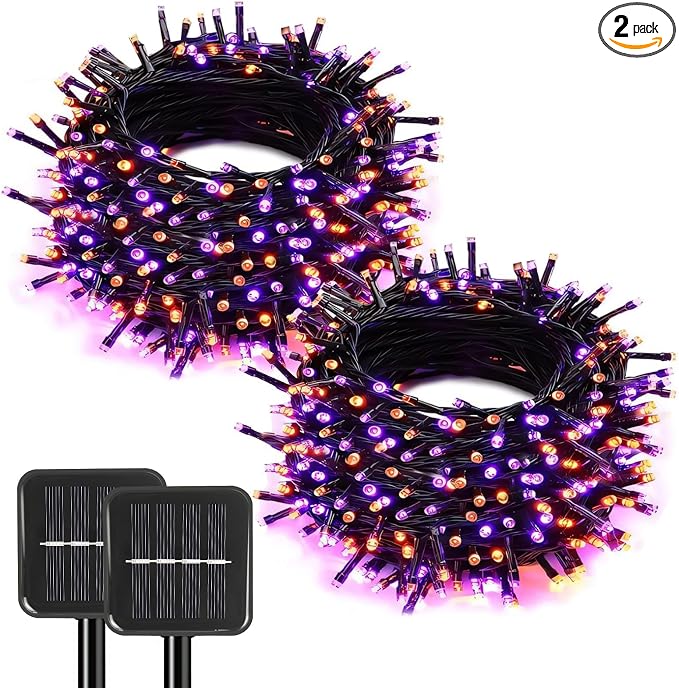2-Pack Solar String Lights, 78Ft Extra-Long 200 LED Waterproof Solar Halloween by SyouHome