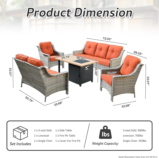HOOOWOOO 5 Piece Patio Set - Image 7