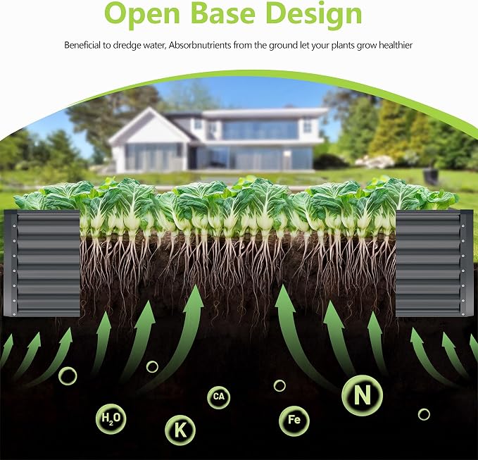 8x2x2FT Galvanized Raised Garden Bed, Galvanized Planter Boxes Outdoor - Image 2