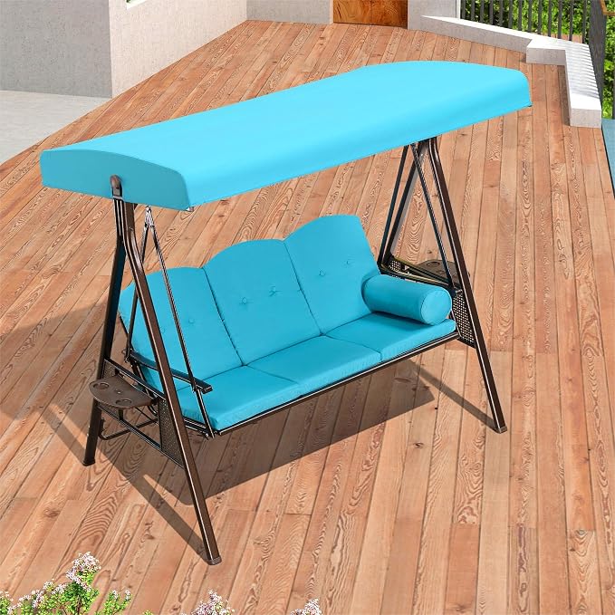 PURPLE LEAF 3-Seat Deluxe Outdoor Patio Porch Swing - Image 2