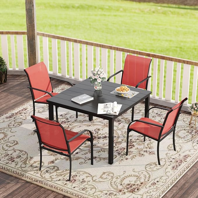 VICLLAX Patio Dining Set for 4, Outdoor Furniture Set Includes 1 Square Patio by HOME