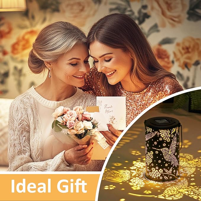 Hummingbird Solar Lantern Outdoor Hanging Waterproof LED Lights, Metal Bird - Image 6