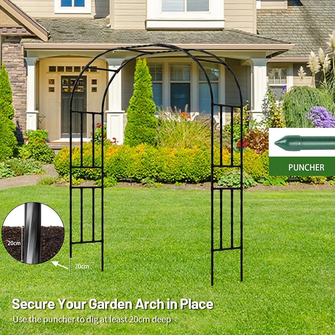 Twira Garden Arch Trellis, 7.9FT Metal Garden Arbor Trellis - Image 6