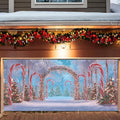 ANNA QUEEN Snowy Candy Cane Arch Christmas Garage Door Banner 6 x 13FT by ANNAQUEEN